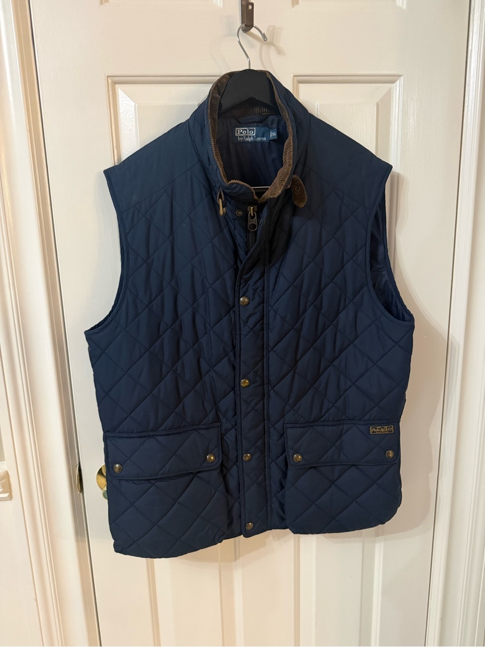 Polo by Ralph Lauren Quilted Navy Men’s Vest with Corduroy Collar